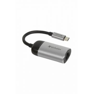 Adaptor Verbatim 1x USB-C Male - 1x RJ-45 Female, negru-gri