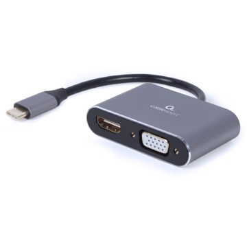 Gembird 2-in-1, A-USB3C-HDMIVGA-01, USB-C