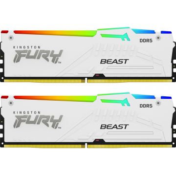 Memorie Kingston FURY Beast RGB White 64GB DDR5 6000MHz CL36 Dual Channel Kit
