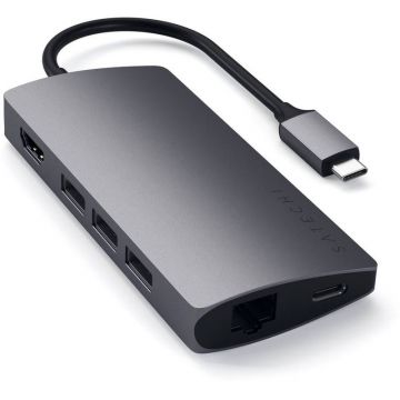 Satechi USB-C Multiport 1x HDMI 4K, 3x USB 3.0, 1x microSD, 1x Ethernet V2, Space Grey