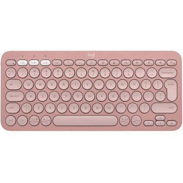 Tastatura Logitech Pebble Keys 2 K380s, Wireless/Bluetooth, Tonal Rose