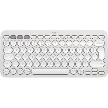 Tastatura Logitech Pebble Keys 2 K380s, Wireless/Bluetooth, Tonal White
