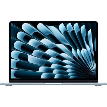 Apple Laptop Apple MacBook Air 13, cu procesor Apple M4, 10 nuclee CPU si 10 nuclee GPU, 16GB RAM, 512GB, Sky Blue, Tastatura Internationala, Manual RO (INT Keyboard)