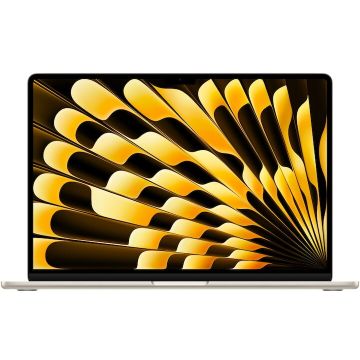 Apple Laptop Apple MacBook Air 15 inch, Liquid Retina, procesor Apple M5, 10 nuclee CPU, 10 nuclee GPU, 24GB RAM, 1TB SSD, Tastatura Internationala, Manual RO, MacOS, Starlight