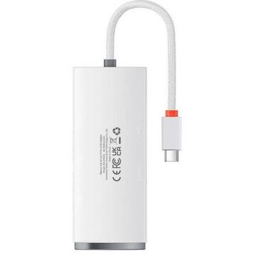 BASEUS HUB extern Baseus Lite, porturi USB: USB 3.0 x 4, conectare prin USB Type-C, lungime 2m, alb, WKQX030502