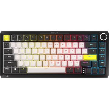 CORSAIR Tastatura Gaming Corsair MAKR PRO DIY, 75% form factor, Wireless, MGX Hyperdrive switch, iluminare RGB, Alb/Negru
