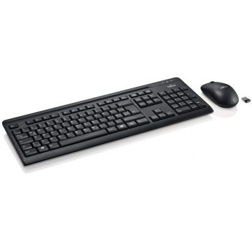 Fujitsu Set tastatura si mouse Fujitsu LX410, wireless 2.4 GHz, Negru, Aspect SUA, S26381-K410-L402