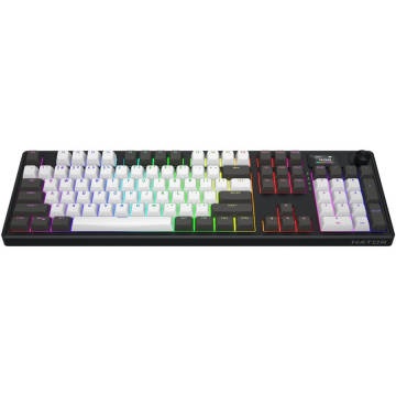 HATOR Tastatura Hator Skyfall 100 PRO, Wireless 2.4Ghz, iluminare RGB, Negru-alb