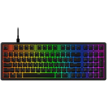 HP Tastatura gaming mecanica HP HyperX Origins 21800, RGB, cu fir, lungime cablu 1.8 m, Negru