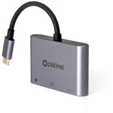 omega Hub USB 3 in 1 Platinet USB-C 3.2 GEN2 10GB/S, Argintiu