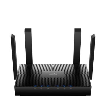 router wireless ax3000 wi-fi 6 dual band, mesh, gigabit, 4 antene externe, wr3000 cudy