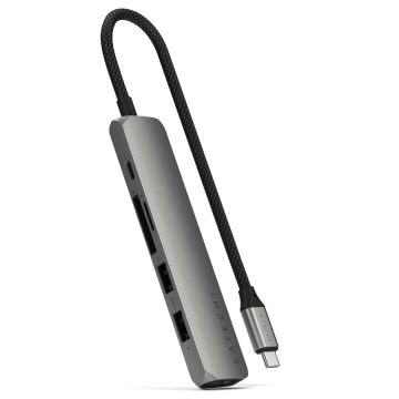 Satechi Adaptor Satechi 6-in-1 USB-C Slim Multiport, Hub, Docking Sation, 4K HDMI, USB-A 3.2, USB-C, micro/SD, Gri