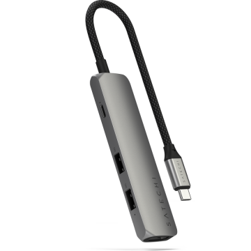 Satechi HUB USB Multiport Satechi Slim ST-P4SM, 4-in-1, USB-C, HDMI 4K, Gri Spatial
