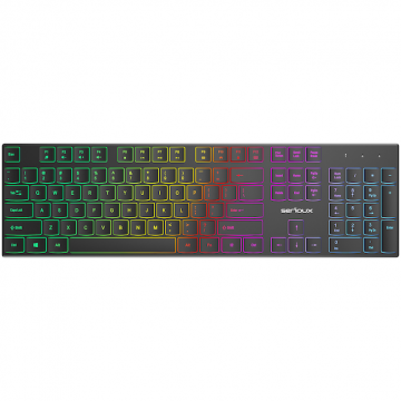 Serioux Tastatura cu fir SERIOUX SRXK-SKB709RGB, iluminare RGB, USB, 104 taste, ABS, US Layout, Negru