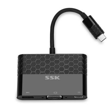 SSK Conectare la USB-C, redare 1x USB-C, 1x USB 3.0 si 1x VGA, rezolutie maxima 1080p