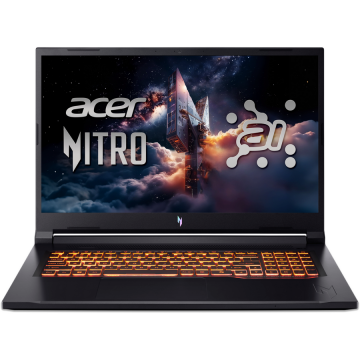 Acer Laptop Acer Nitro V 17 ANV17-41-R27Z, 17.3 inch, QHD IPS, AMD Ryzen AI 7-260H, 32GB RAM, 1TB SSD, Nvidia GeForce RTX 5060 8GB, Windows 11 Home, Negru
