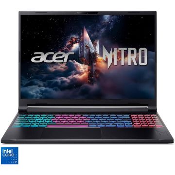Acer Laptop Gaming Acer Nitro V 16S, Procesor Intel® Core™ 9 270H, Display 16, WQXGA IPS, 180Hz, RAM 32GB DDR5, 1TB SSD, Placa video NVIDIA® GeForce RTX™ 5070 8GB GDDR7, Windows 11 Pro, Negru