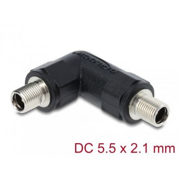 Adaptor cu filet DC 5.5 x 2.1 mm M-M unghi 90 grade, Delock 90942