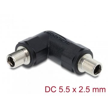 Adaptor cu filet DC 5.5 x 2.5 mm M-M unghi 90 grade, Delock 90944