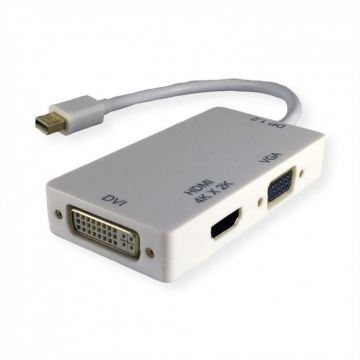 Adaptor Mini Displayport la HDMI 4K, DVI, VGA Activ T-M Alb, Value 12.99.3155*