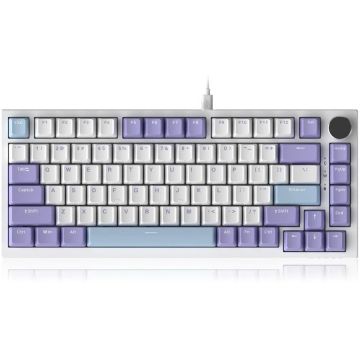 Ajazz Tastatura mecanica cu fir AJAZZ AK820, iluminare de fundal RGB, compatibila cu HOT-SWAP, comutator Sea Salt, Violet-Alb-Albastru