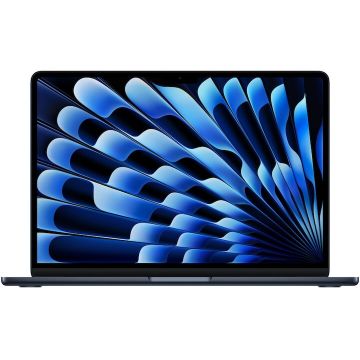 Apple Laptop Apple MacBook Air 13.6 cu procesor Apple M5, 10 nuclee CPU, 10 nuclee GPU, 24GB RAM, 512GB SSD, Negru, Tastatura internationala