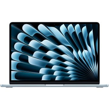 Apple Laptop Apple MacBook Air 13.6 cu procesor Apple M5, 10 nuclee CPU, 10 nuclee GPU, 32GB RAM, 1TB SSD, Albastru deschis, Tastatura internationala