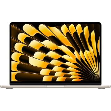 Apple Laptop Apple MacBook Air 13 cu procesor Apple M5, 10 nuclee CPU, 10 nuclee GPU, 16 nuclee Neural Engine, 16GB RAM, 512GB SSD, Starlight, Tastatura Internationala