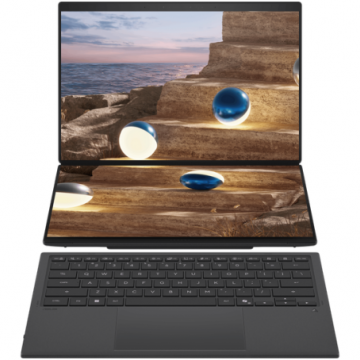 Asus Laptop ASUS Zenbook Duo UX8407AA-SN231X, Intel Core Ultra X9 388H, 2 x 14 inch Touch, RAM 32GB, SSD 1TB, Intel Arc B390, Windows 11 Pro, Moher Gray