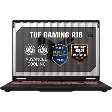 Asus Laptop Gaming ASUS TUF A16 FA608UMI cu procesor AMD Ryzen™ 7 260, Display 16'', Full HD+, 144Hz, IPS, 16GB DDR5 RAM, 512GB SSD, Placa video NVIDIA® GeForce RTX™ 5060 8GB GDDR7, No OS, Jaeger Gray
