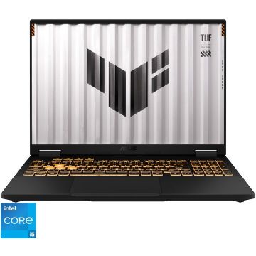 Asus Laptop Gaming ASUS TUF F16 FX608JMR cu procesor Intel® Core™ i5 14450HX, Display 16'', Full HD+, 144Hz, IPS, 16GB DDR5 RAM, 512GB SSD, Placa video NVIDIA® GeForce RTX™ 5060 8GB GDDR7, No OS, Jaeger Gray