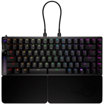 Asus Tastatura Gaming Wireless ASUS ROG FALCATA, Switchuri ROG HFX V2, SpeedNova, Suport de Incheietura Detasabil, Negru, 90MP043H-BKUA20