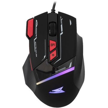 BARRACUDA Mouse Gaming cu fir Barracuda MANTA, 12.800 DPI, 1.000Hz, 100IPS, 20G, Chipset INSTANT 825, Switch-uri HUANO, Butoane Programabile, RGB LED, Cablu 1.5m, Negru