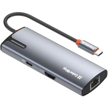 ColorWay ColorWay CW-HUB02-PD Docking Station USB Type-C 3xUSB 3.0 1xHDMI VGA 1xUSB-C 1xRJ45, Dark Grey