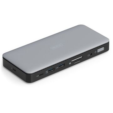 Digitus Statie de andocare Digitus DA-70917, 11 porturi, USB-C, HDMI, DisplayPort, Gigabit LAN, Cititor carduri