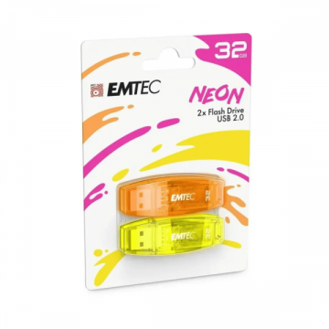 EMTEC Set 2 bucati Memorie Externa USB-A Emtec C410 Neon, 32Gb