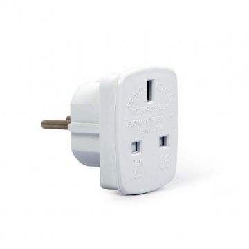 GEMBIRD Adaptor priza GEMBIRD A-AC-UKEU-001, convertor UK la EU, 7.5 A, alb, compact pentru calatorii