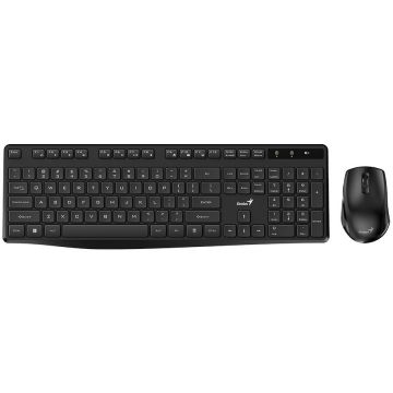 genius KIT tastatura si mouse wireless GENIUS, tastatura 104 +11 taste (slim) + mouse 1200 dpi, Butoane-rotite mouse 2-1, Negru, KM-8206S, SmartGenius app 31340017400