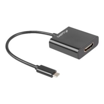 Lanberg AD UC HD 01 - Adaptor USB C (M) la HDMI (F), 4K, 15 cm, Negru