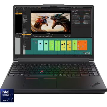 Lenovo Laptop Lenovo ThinkPad P16 Gen 3, 16 inch, WUXGA IPS, Procesor Intel® Core™ Ultra 7 265HX (30M Cache, pana la 5.30 GHz), 64GB DDR5, 1TB SSD, NVIDIA RTX PRO 2000 Blackwell 8GB, 5G, Windows 11 Pro, Negru