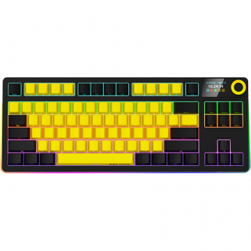 LORGAR Tastatura Wireless Lorgar KBP70TKLW, RGB LED, USB/USB Wireless, Bluetooth, Negru-Galben