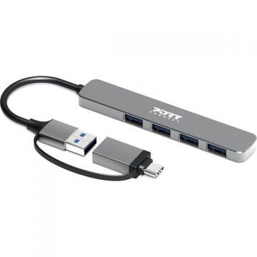 PORT&nbsp;CONNECT PORT CONNECT Hub USB 4 Ports 3.0 Slim Combo for BtoC