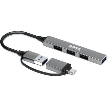 PORT&nbsp;CONNECT PORT CONNECT Hub USB 4 Ports Slim Combo for BtoC