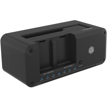 RAIDSONIC Clona si statie de andocare Icy Box IB-2924MSCL-C31, pentru 1x 2.5/3.5, catre 1x M.2 NVMe sau M.2 catre M.2, acces la 3 unitati ca docking, gazda USB 3.2, Negru
