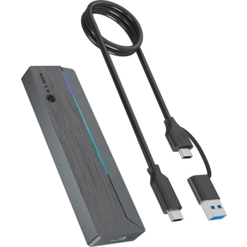 RAIDSONIC Icy Box M.2 SATA/NVMe SSD Enclosure with USB 3.2 Gen 2 Type-C and RGB light