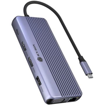 RAIDSONIC Icy Box Travel Dock 12-in-1, 3x Videoausgabe (2x HDMI + 1x VGA)