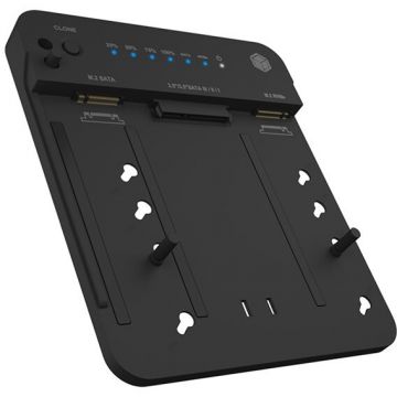 RAIDSONIC Statie de andocare si clonare Icy Box IB-2915MSCL-C31 pentru M.2 NVMe si SSD SATA M.2 si SSD/HDD SATA de 2,5”/3,5”, Negru