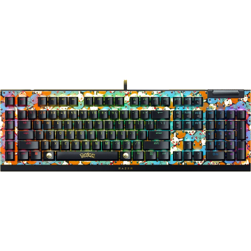 Razer Tastatura Gaming Mecanica Razer BlackWidow V4 X Pokemon Kanto Starters Edition, USB, Chroma RGB, Swtich-uri Green Clicky, Layout US, Negru