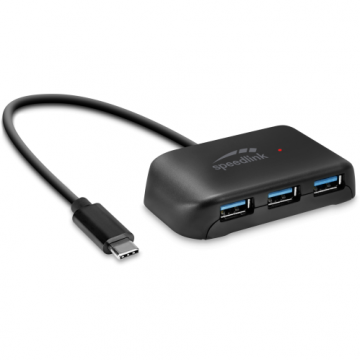 Speed&nbsp;Link Hub USB Speedlink SL-140203, 3x USB 3.2 Gen 1, 1x USB-C, Negru