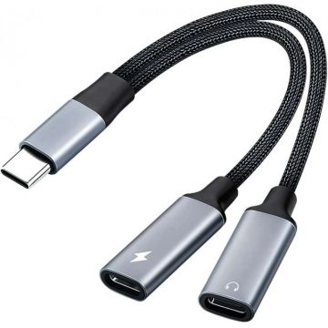 Splitter USB type C la 2 x USB type C incarcare + audio T-M DAC, ku31zvuk06